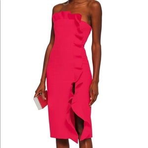 Cinq À Sept Selma Fuchsia Ruffled Crepe Dress